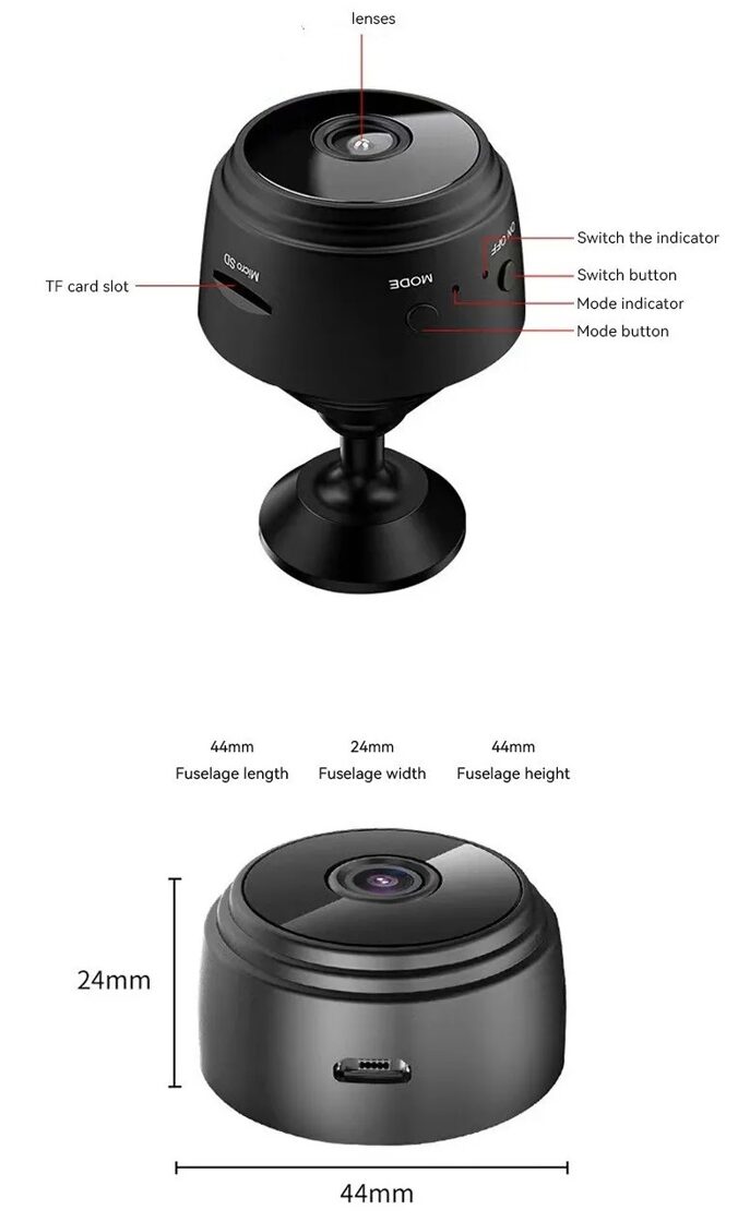 Mini kamera su magnetiniu stovu ir vidiniu akumuliaoriumi