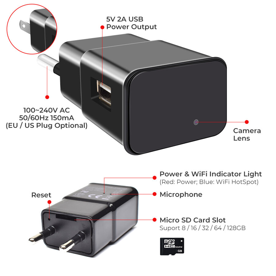 Slapta kamera USB adapteris su WIFI